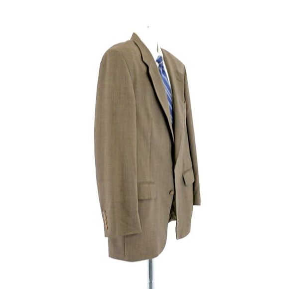 DAMAGED Land's End 42L Wool Check‎ Green Tan Red Windowpane Sport Coat 2 Button - Picture 8 of 14